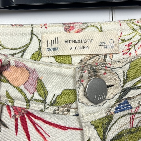 J. Jill Womens Jeans 0P Pink Blue Green Authentic Fit Slim Ankle Floral Stretch - Picture 2 of 15